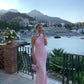 Pink Simple Elegant Mermaid Long Ball Gown Evening Dress Party Dress nv2231