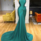 Green Sexy Elegant Mermaid Bodycon Long Satin Floor Length Evening Gown Prom Dress Party Dress nv5111