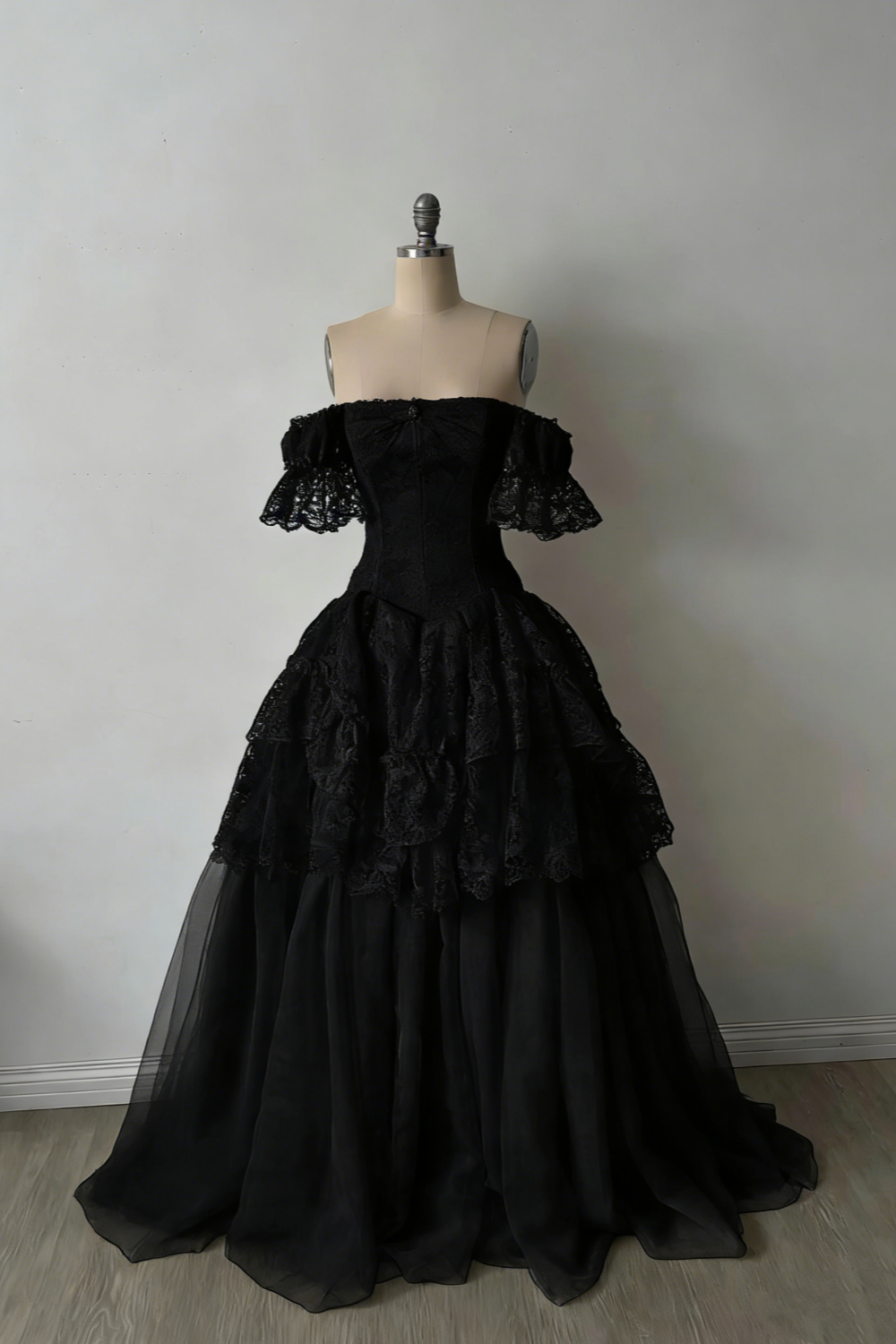 Robe longue blanche à manches courtes en dentelle délicate, robe de mariée NV6689