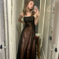 Brown Vintage Fashion Tulle Beaded Long Prom Dress Party Dress Evening Gown nv2613