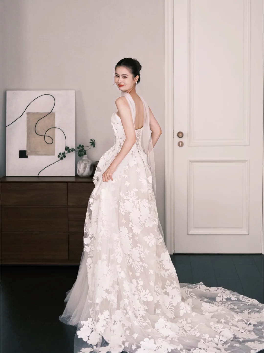 Sweetheart Lace Tulle Wedding Dress 3D Floral With Cape Bridal Gown  NV7216