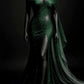 Royal blue shiny beaded tulle satin sexy slit long prom dress evening dress nv5121
