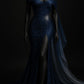 Royal blue shiny beaded tulle satin sexy slit long prom dress evening dress nv5121