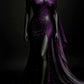 Royal blue shiny beaded tulle satin sexy slit long prom dress evening dress nv5121