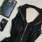 Black Gothic Sleeveless Short Homecoming Dress Halter Collar Lace Up Zipper Punk Cocktail Gown  NV6922