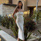 White simple elegant bodycon party prom dress evening gown nv2265