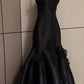 Black fashion unique three-dimensional rose flower mermaid off-shoulder sleeveless satin long ball gown evening dress party dress nv3247