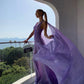 Lilac V-neck simple elegant chiffon long prom dress party dress evening gown nv2330