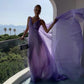 Lilac V-neck simple elegant chiffon long prom dress party dress evening gown nv2330