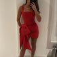 Red simple elegant bow homecoming dress short mini party dress evening dress birthday dress nv2398