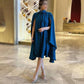 Blue fashion elegant large backless strap chain long sleeve short mini evening dress prom dress party dress homecoming dress nv2547