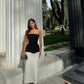 Black and white satin simple elegant evening gown ball gown nv1819