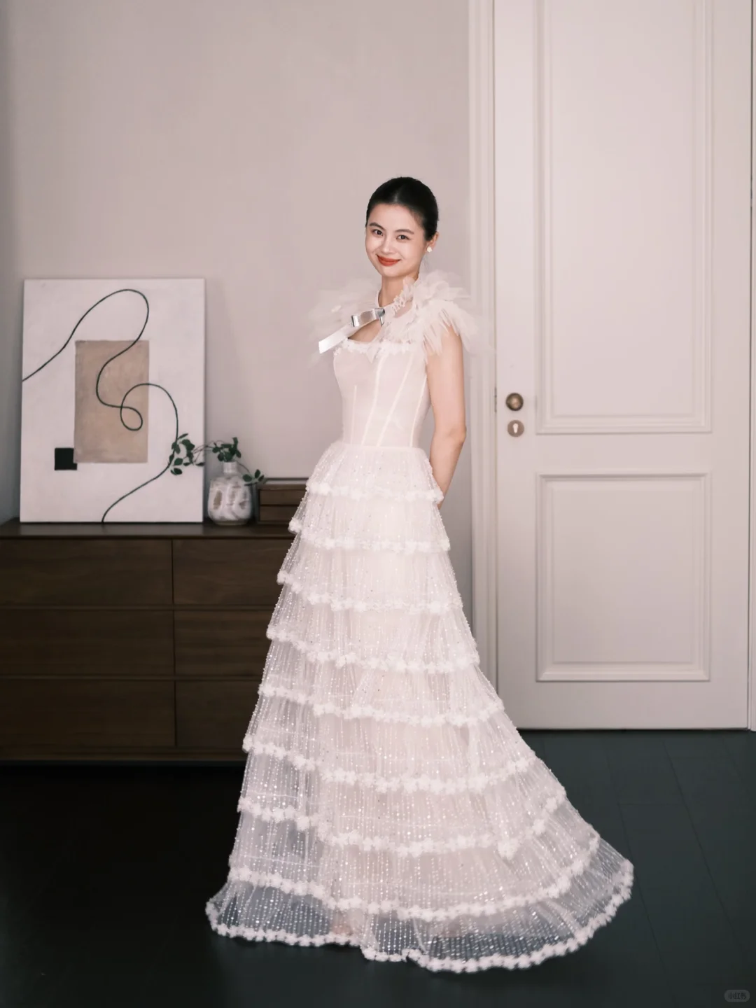 Tiered Cake Skirt Tulle Wedding Dress High Neck Bridal Gown  NV7272