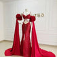 Red shiny sequins spaghetti straps long slit slim fit two piece ball gown evening dress party dress nv3254