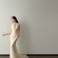 Halter Cowl Neck Mermaid Evening Dress Light Champagne Tulle Gown  NV7121