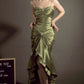 Green spaghetti strap bodycon long ball gown evening dress nv1965