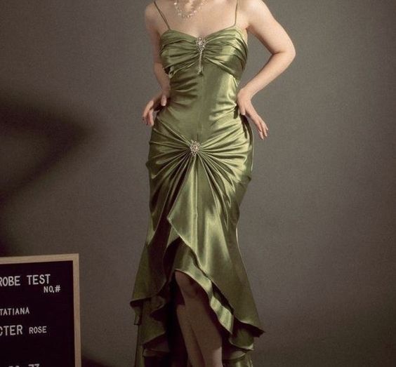 Green spaghetti strap bodycon long ball gown evening dress nv1965