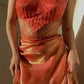 Orange Beaded Long Satin prom dress Evening Dress Party Dress nv4589