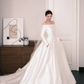 Off The Shoulder Long Sleeve Satin Ballgown Wedding Dress Bridal Gown  NV7199