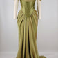 Green vintage elegant long satin ball gown evening dress party dress nv3529