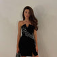 Black beaded simple fashion short party dress evening dress homecoming dress nv2173