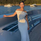 White simple elegant off-shoulder long dress prom dress holiday dress party dress nv1829