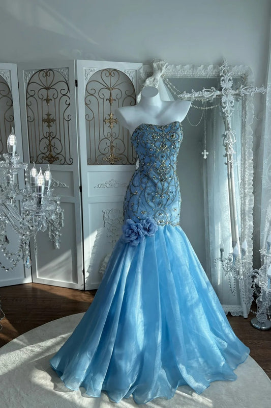 Fairy delicate embellishment long sheer formal dress NV6605