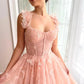 3D Butterfly Gown Rosette Corset Dress Cute A-Line Prom Dress nv1676