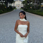 White simple elegant ribbon tube top long ball gown evening dress party dress nv2395