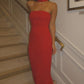 Red simple elegant long ball gown evening dress nv2230