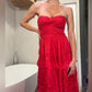 Red Fashion Elegant A-line Long Chiffon Ball Gown Evening Dress Wedding Guest Dress nv3432