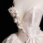 Cute A Line V Neck 3D Floral White Satin Short Homecoming Dress Birthday Dress nv5395