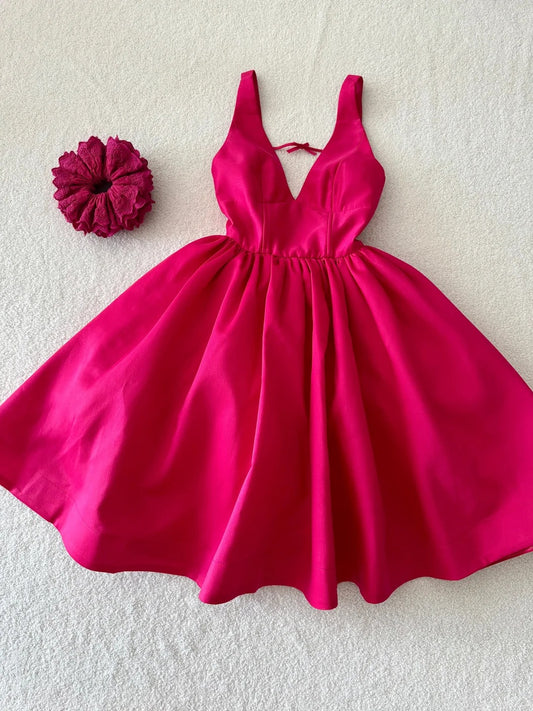 NiceVestidos-Pink Fashion Midi Satin Homecoming Dress nv5536