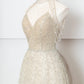 Champagne gold shining elegant tulle long prom dress evening dress party dress nv4753