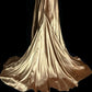 Gold Fashion Elegant Venus Goddess Long Satin Ball Gown Evening Dress Party Dress nv4556