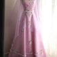 Pink Sweet Floral Long Tulle Prom Dress Evening Dress Party Dress nv4690
