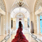 Red luxurious and gorgeous long chiffon ball dress princess dress NV6727