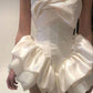 White simple off-the-shoulder ruffle cute homecoming dress birthday party dress nv2856