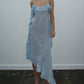 Blue Stylish Elegant Spaghetti Straps Ruffled Long Chiffon Ball Gown Evening Dress Party Dress Prom Dress nv4024