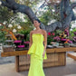 Yellow Green Simple Satin Mermaid Long Ball Gown Evening Dress Wedding Guest Dresses banquet outfit nv2988