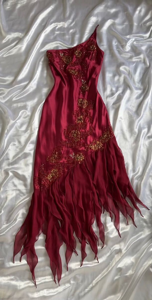 NiceVestidos-Vintage red delicate floral beaded short unique homecoming dress nv5472