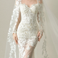 Sweetheart Off Shoulder Mermaid Wedding Dress 3D Floral Lace Bridal Gown  NV7128