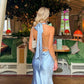 Light blue simple elegant charming sling V-neck low-cut sexy satin long fashion prom evening party dress prom dress to impress nv2588