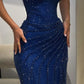 Navy blue beautiful fashion latest long shiny tulle ball gown evening dress nv4572