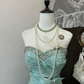 NiceVestidos-_Vintage Mint Green Satin Rhinestone-Embellished Strapless Ball Gown Evening Dress NV5915