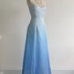 NiceVestidos-Blue and white exquisite floral fashion gradient tube top long floor-length ball gown graduation dress nv5523