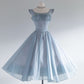 Blue tulle tube top fashion long pleated homecoming dress party dress nv3044