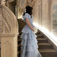 Blue tulle cute elegant layered long cake ball gown evening dress party dress nv2824