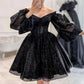 Black Shiny Fashion Short Homecoming Dress Christmas Holiday/Birthday Party Dress nv3073