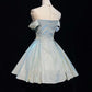 Blue Sparkling Short Satin Homecoming Dress Party Gown nv4860